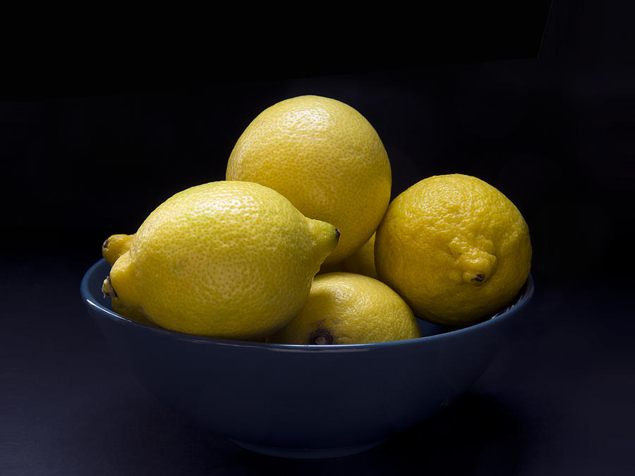 Lemons in a blue ceramic bowl Photograph by Western Exposure - Fine Art ...