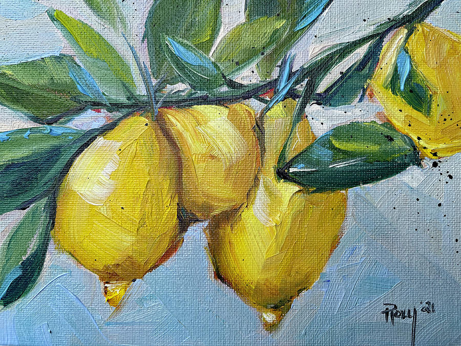 Lemons Painting by Roxy Rich