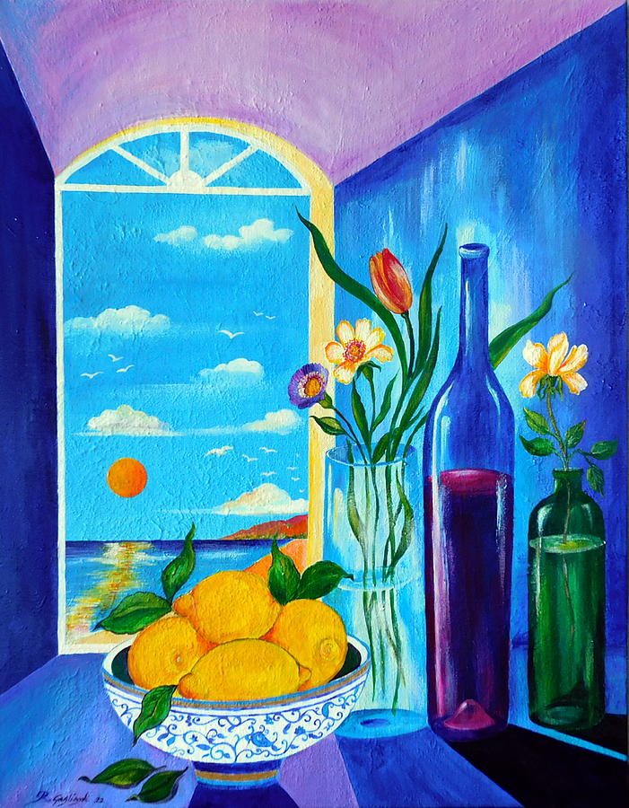Lemons still life Painting by Roberto Gagliardi