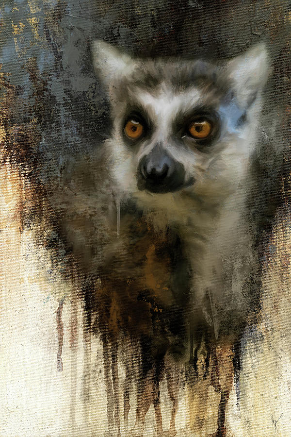 Lemur In The Shadows Painting by Jai Johnson