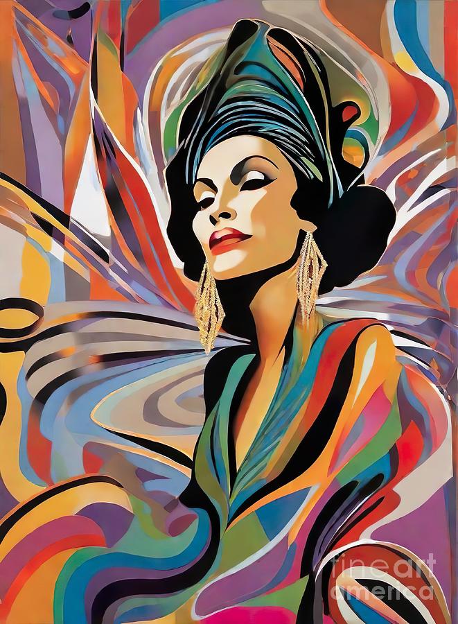 Lena Horne abstract portrait Digital Art by Movie World Posters