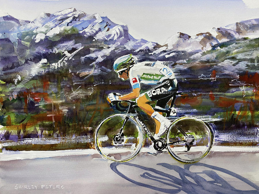 Tdf Painting - Lennard Kamna Wins Stage 16 by Shirley Peters