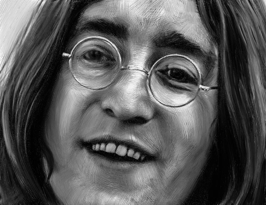 Lennon Close Up Portrait Get Back Painting By Stephen Humphries - Fine 