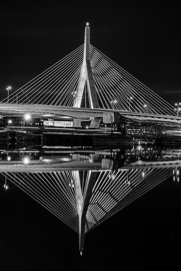 Lenny Zakiim Bridge Clear Reflection Charles River Boston MA Black and White BW Photograph by Toby McGuire