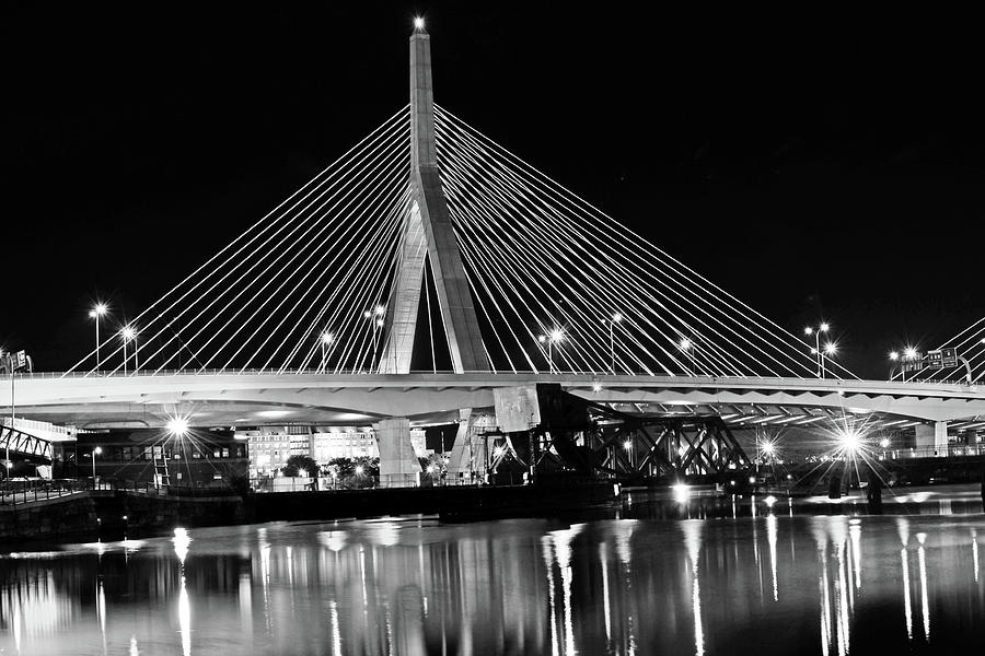Lenny Zakim Bridge Boston MA Black and White Photograph by Toby McGuire