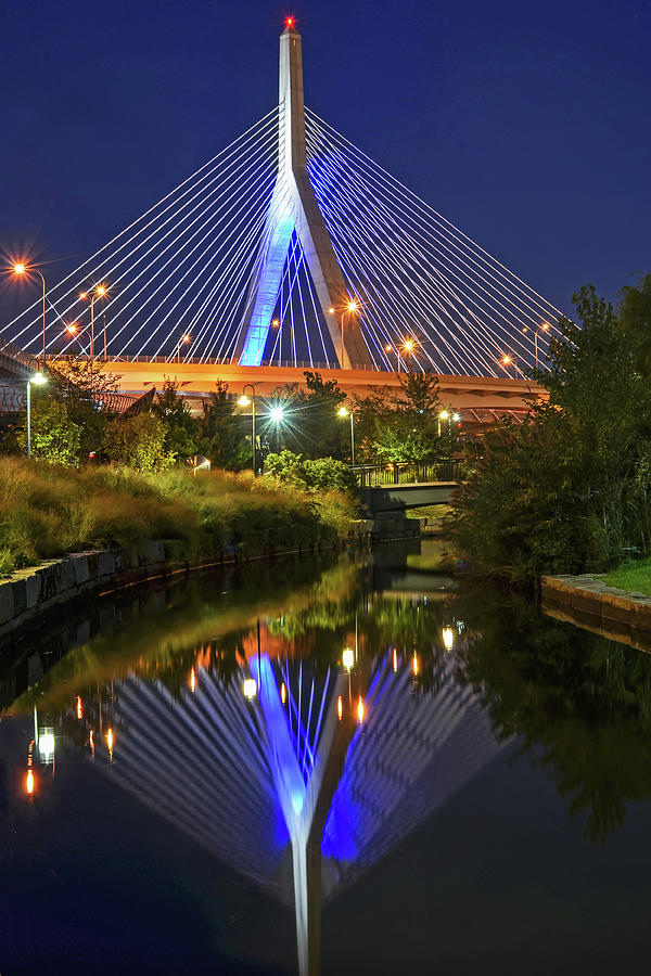 Lenny Zakim Bridge Reflection Boston MA Photograph by Toby McGuire