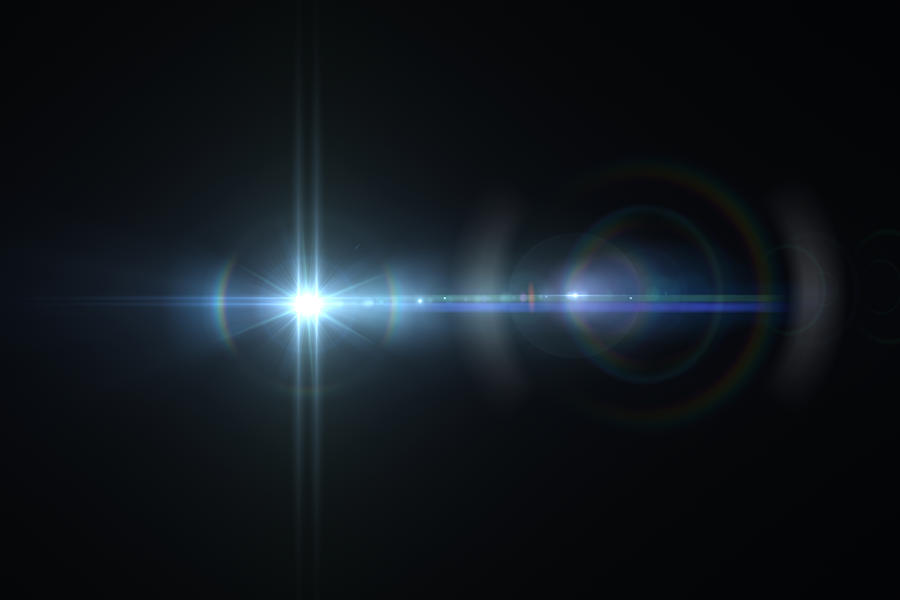 Lens Flare, Space Light, Abstract Black Background Photograph by Akinbostanci