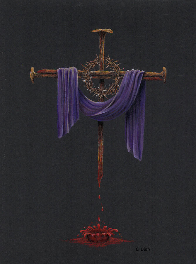 Lenten Cross Painting by Christine Dion