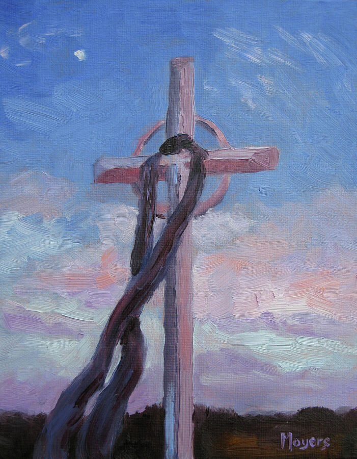 Sunset Painting - Lenten Cross by Mike Moyers
