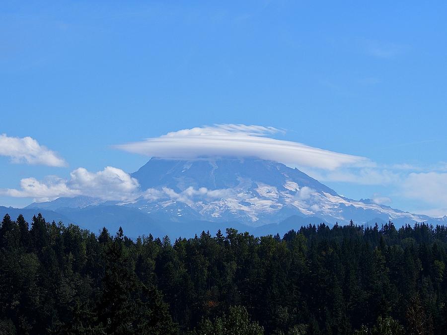 Lenticular Clouds over Mt Rainier Photograph by Jacklyn Duryea Fraizer