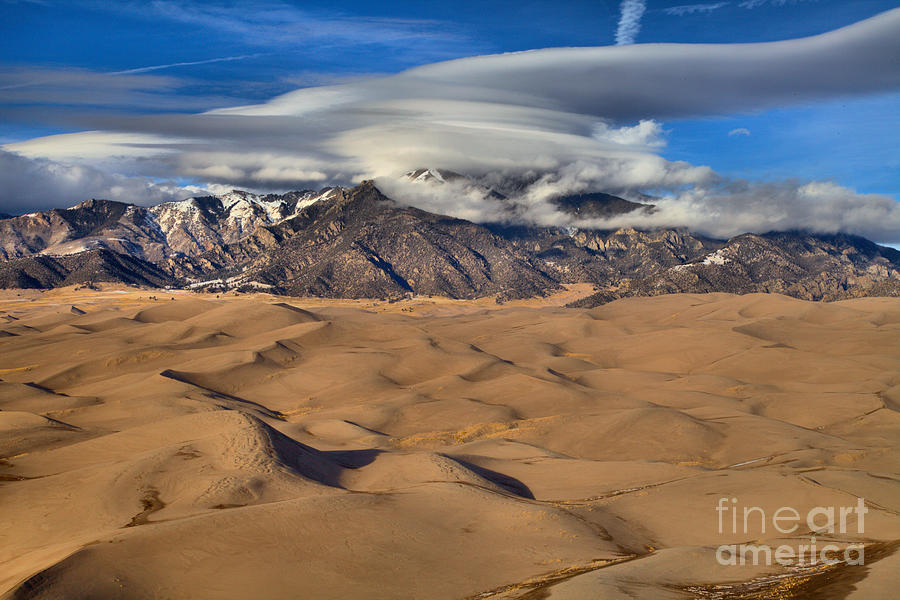 Lenticular Clouds Over Rolling Sand Dunes Photograph by Adam Jewell
