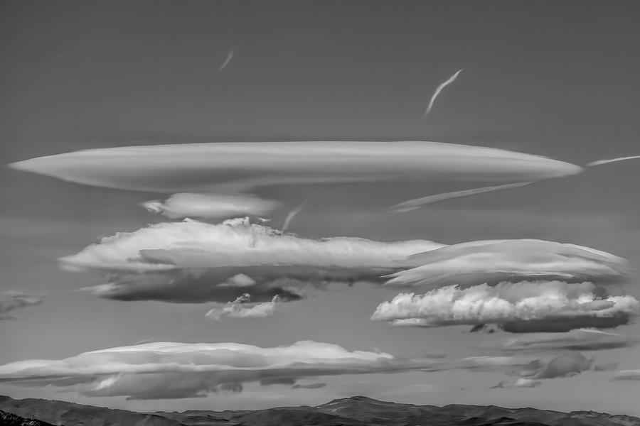 Black And White Photograph - Lenticular Sky in Black and White by Donna Kennedy