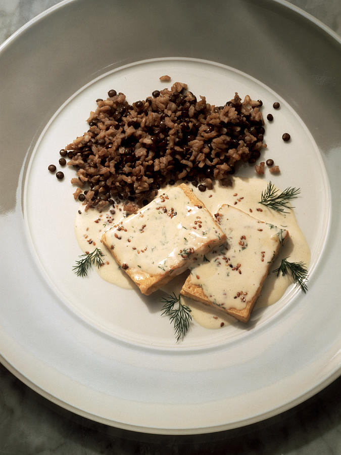 Lentil Rice with Dill Sauce and Tofu Photograph by Eising