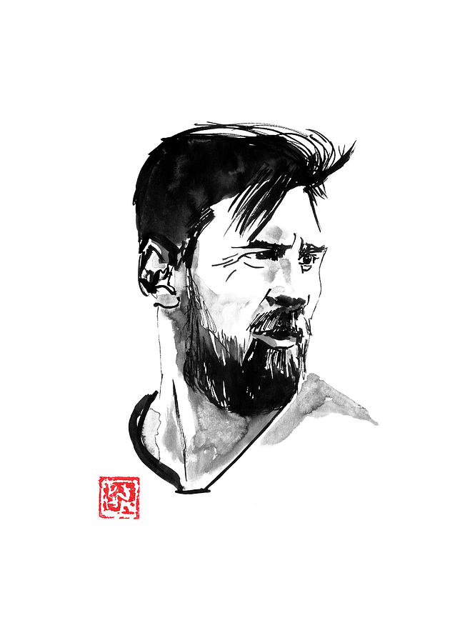 Portrait of man painting, FC Barcelona, Drawing Messi, computer Wallpaper,  adidas, fashion Illustration png | PNGWing