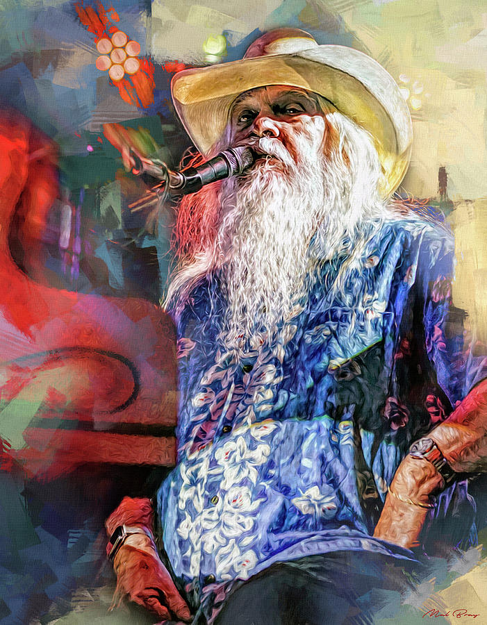Leon Russell Musician Singer Mixed Media by Mal Bray