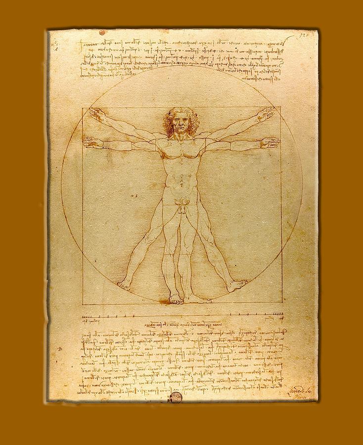 LEONARDO Da Vinci The Vitruvian Man Naked CIRCLE C 1485 Academia