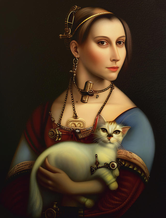Leonardos cat lady Digital Art by Micah Offman