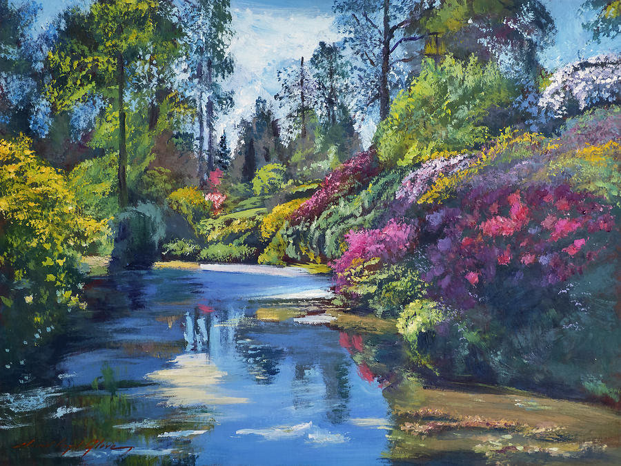 LEONARDSLEE LAKES and GARDENS Painting by David Lloyd Glover