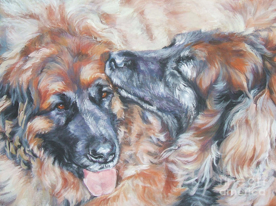 Dog Painting - Leonberger Pair by Lee Ann Shepard