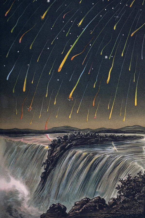Space Photograph - Leonid Meteor Storm Of 1833 Over North America By Edmund Weib by Edmund Weib
