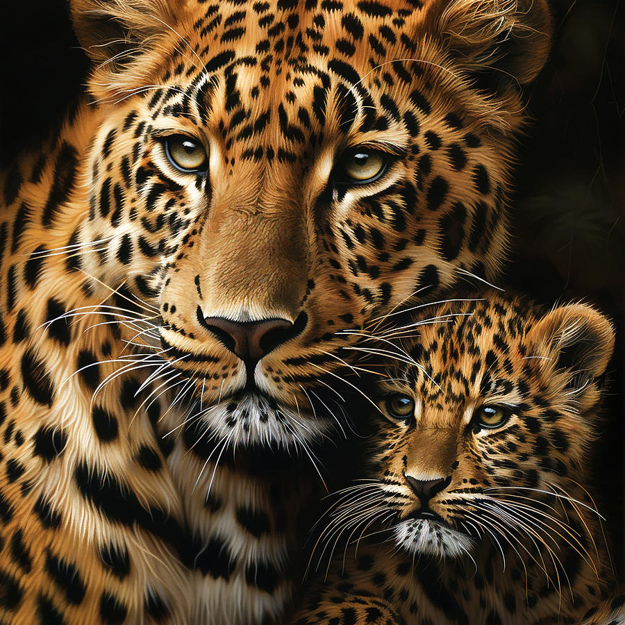 Leopard And Cub Digital Art by Athena Mckinzie