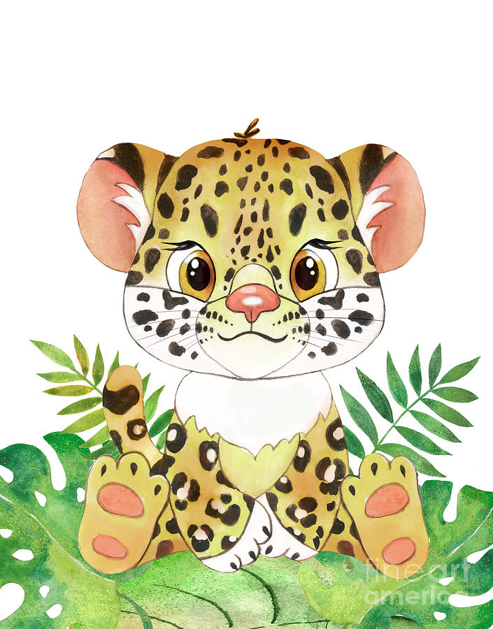 Leopard Cub, Baby Animal, Jungle Safari Animals Digital Art by Amusing  DesignCo - Pixels