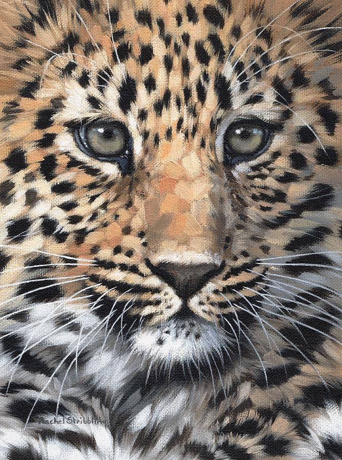 Leopard Cub Painting by Rachel Stribbling
