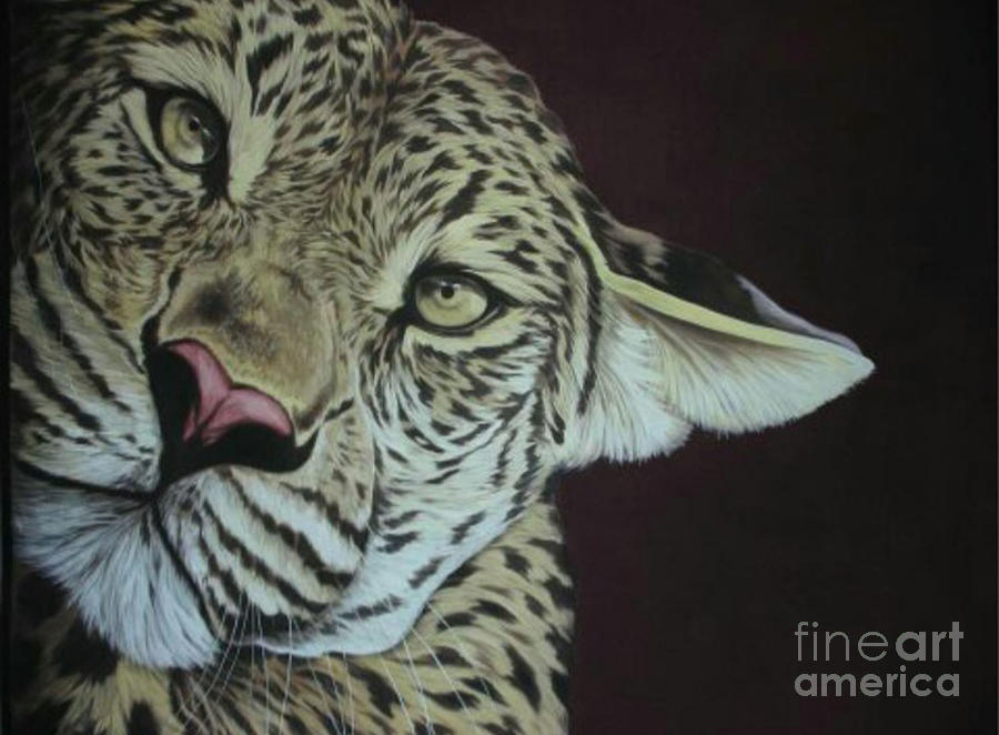 Leopard Handmade Painting Fine Art Work  Painting by Manish Vaishnav