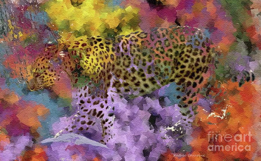 Leopard in the Garden Digital Art by Kathie Chicoine