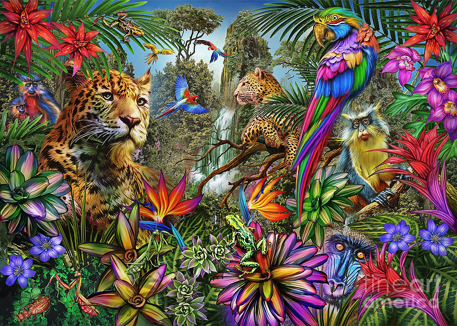 Jungle Digital Art - Leopard Jungle by MGL Meiklejohn Graphics Licensing