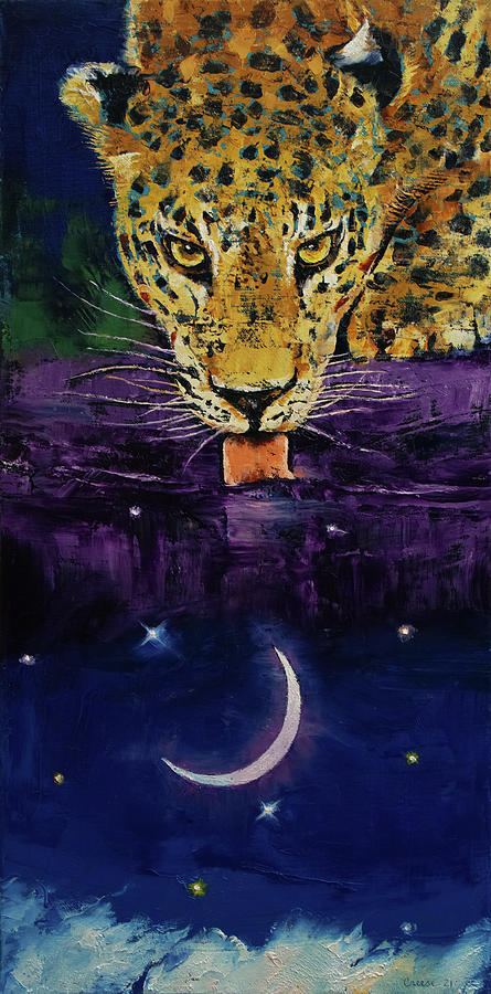 Leopard Moon Painting by Michael Creese
