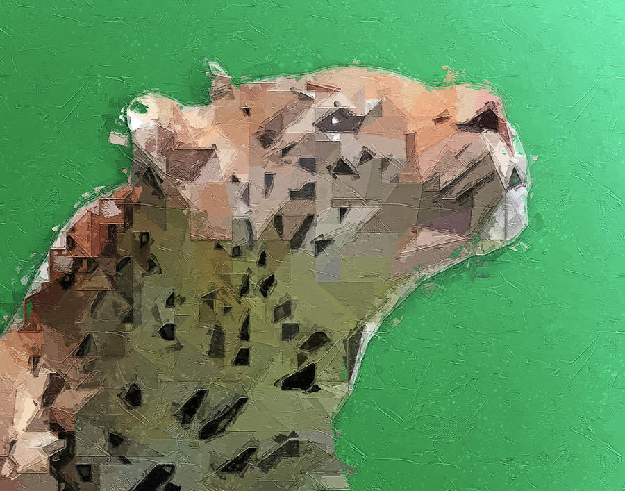 Leopard On Green Painting by Dan Sproul