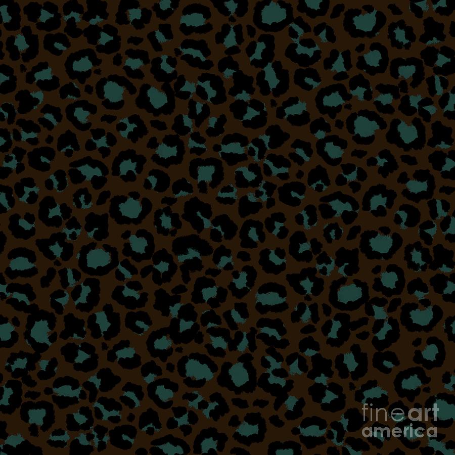 Leopard Pattern in Dusky Blue on Dark Coffee Digital Art by Colleen Cornelius
