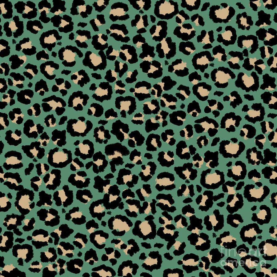Leopard Pattern in Oatmeal on Rosemary Green Digital Art by Colleen Cornelius
