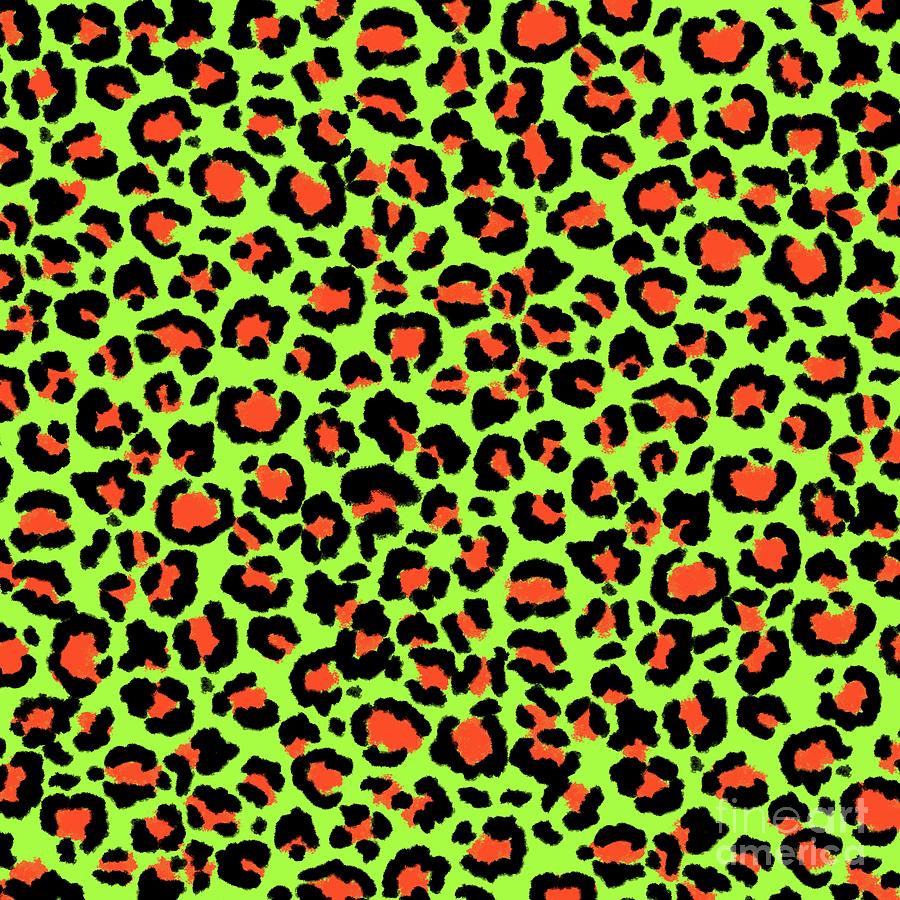 Leopard Pattern in Raspberry on Lime Green Digital Art by Colleen Cornelius