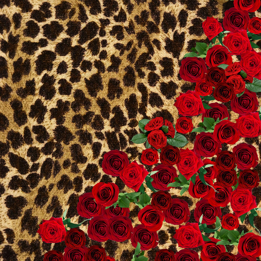 Leopard print and roses Painting by Danielle Gordon | Pixels