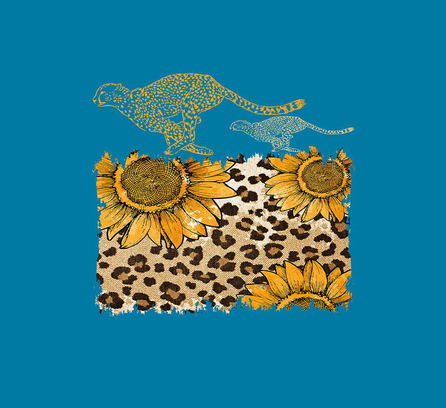 Wildlife Digital Art - Leopard print over sunflower image by Noureddine Boulahlib