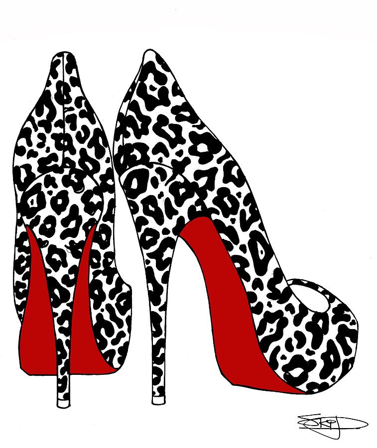 Leopard Print Red Bottoms Drawing by SKIP Smith - Fine Art America