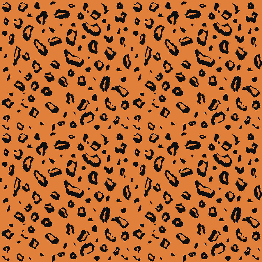 Leopard Skin Pattern - Orange And Black Digital Art