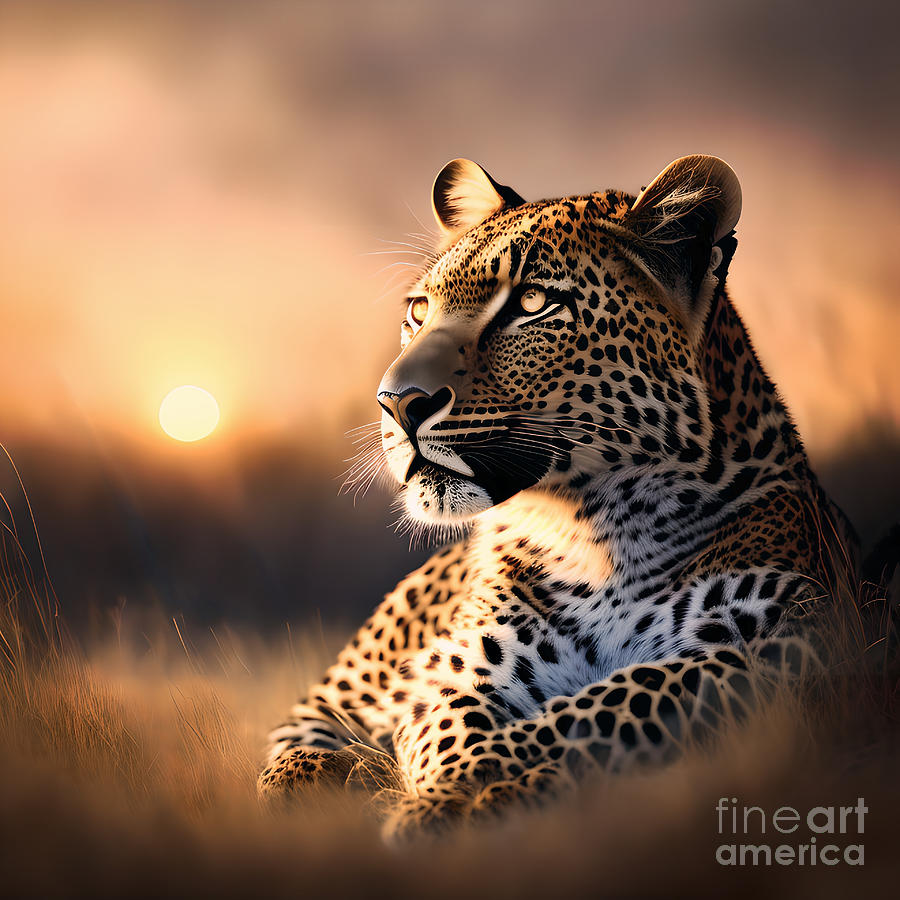 Leopard Sunset Digital Art by Philip Preston