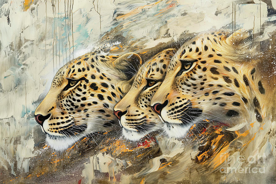 Leopard Trilogy Painting by Tina LeCour