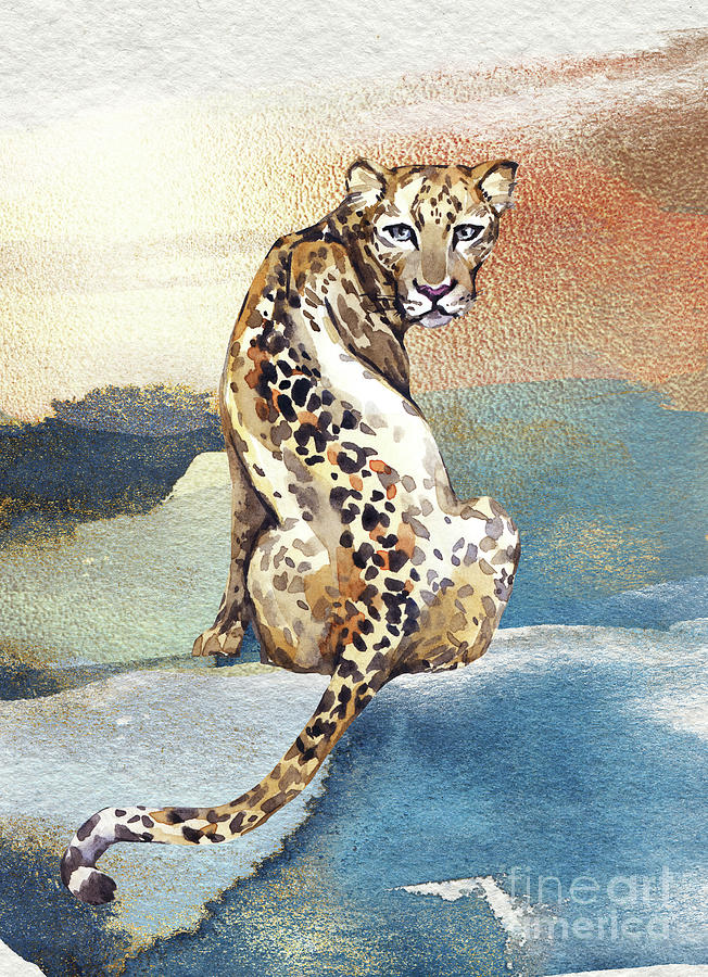 Leopard Watercolor Animal Art Painting Painting by Garden Of Delights