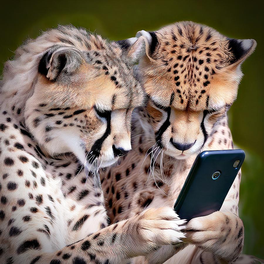 Leopards on a Smartphone Digital Art by David Manlove