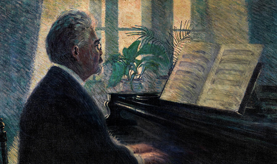 Egon Schiele Painting - Leopold Czihaczek at the Piano by Egon Schiele