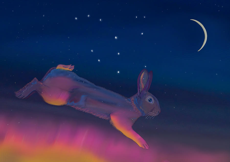 Lepus and Aurora Australis in the Antarctic Sky Mixed Media by Judy Cuddehe