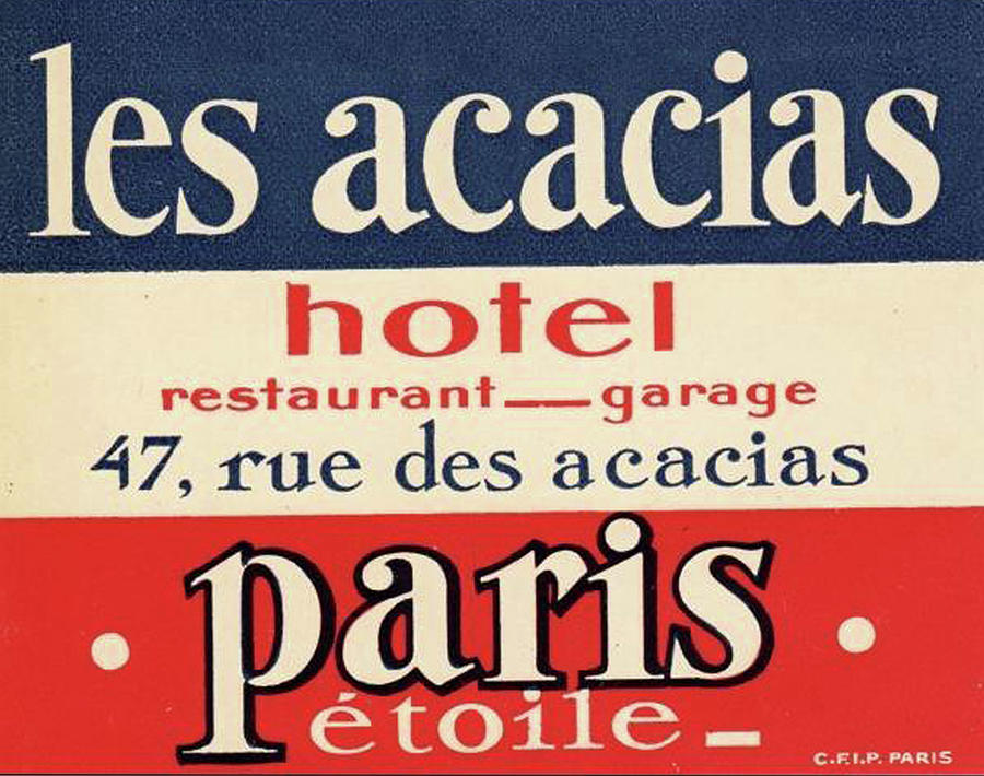 Les Acacias Hotel - Paris - Vintage Photograph by Digital Reproductions