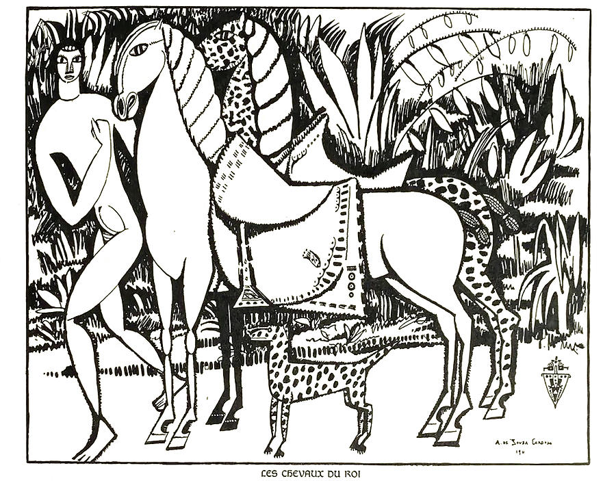Les chevaux du roi - The kings horses - XX Dessins Drawing by Amadeo de Souza-Cardoso