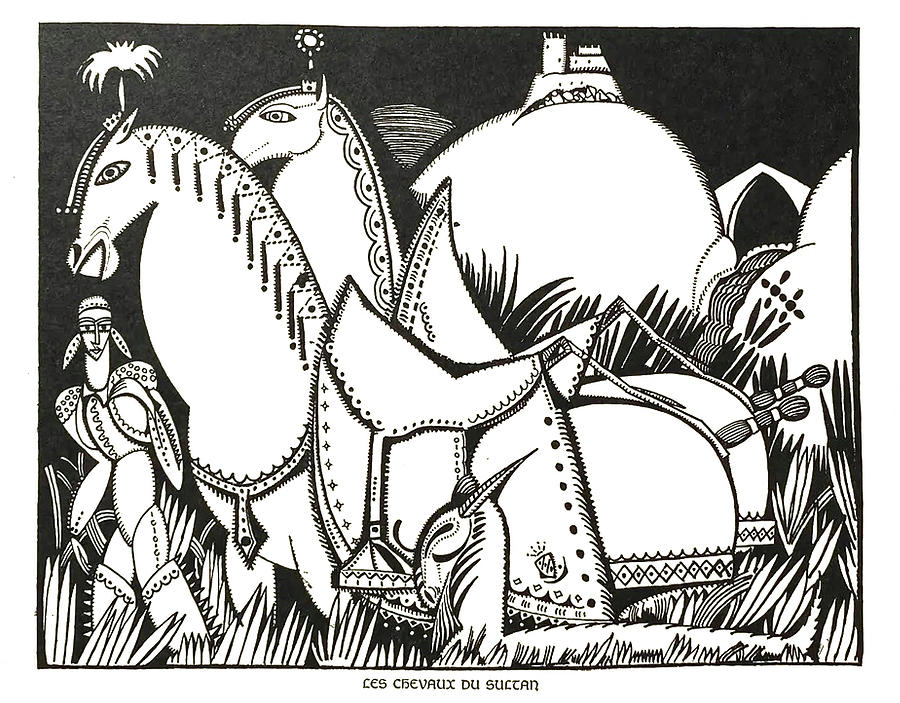 Les  chevaux du sultan - The sultans horses - XX Dessins Drawing by Amadeo de Souza-Cardoso