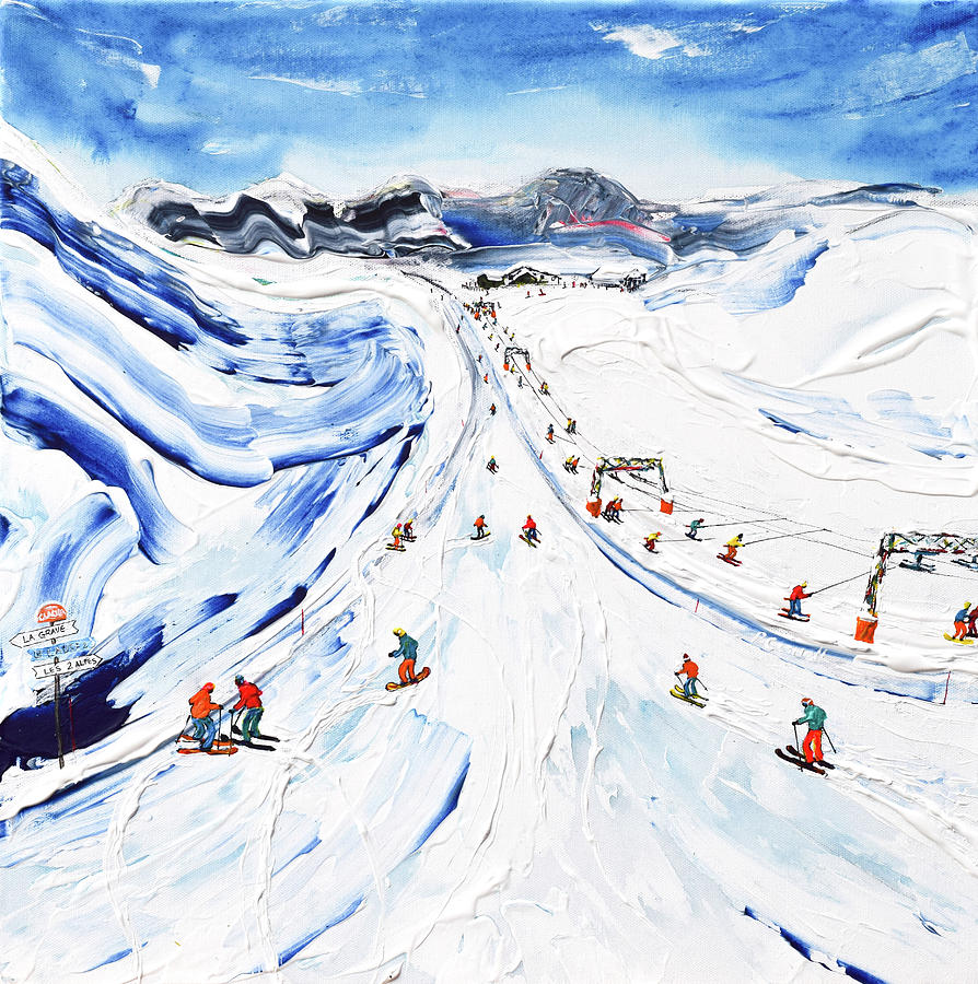 Les Duex Alpes Glacier Painting by Pete Caswell