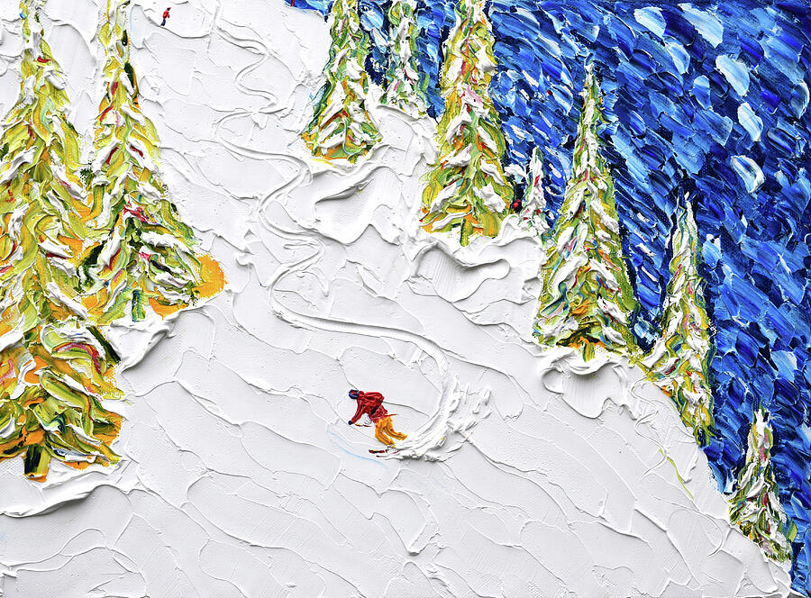 Les Gets Ski Print Off Piste near Morzine Painting by Pete Caswell Les Gets Ski Print Off Piste near Morzine Painting by Pete Caswell